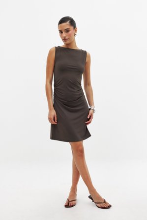 NA-KD Robe courte sans manches en jersey - Robe jersey - Brun - S (EU 34-36)