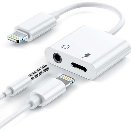 [2 i 1] Hovedtelefonadapter til iPhone, Apple Lightning til 3,5 mm Jack Aux Audio Dongle Biltilbehør Kompatibel Audio Hovedtelefonadapter