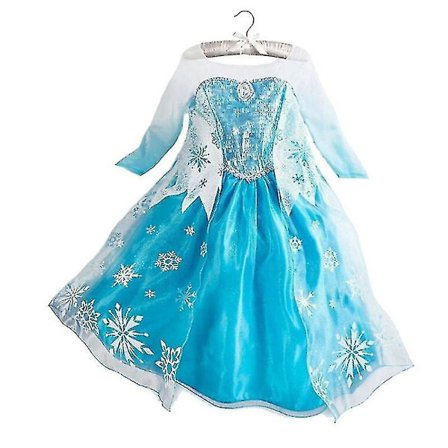 Jentebarn Elsa Sequin Satin Fancy Tulle Kjole Kostyme