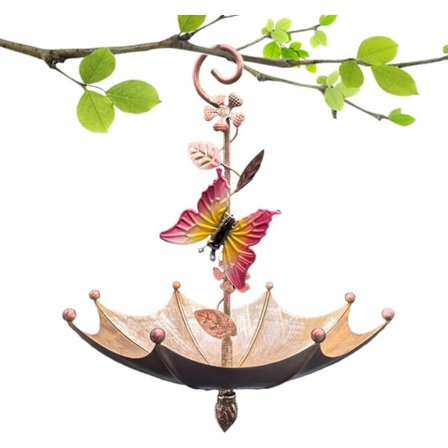 Fuglefoderhus formet som en paraply, sommerfugle-paraply fuglefoderhus og -bad, hængende fuglefodertrug standerstation til udendørs have