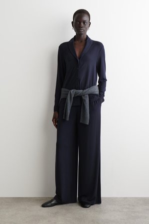 COS Dżersejowy Kardigan Z Szalowymi Klapami in Niebieski