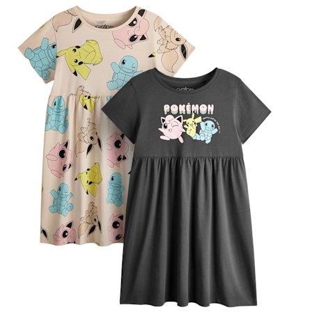 Pokemon Flickklänning (2-pack) 5-6 År Mörkgrå/T