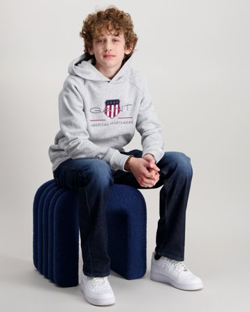 GANT ARCHIVE SHIELD HOODIE Grå Huvtröjor/Hoodies Kille - Kids Brand Store