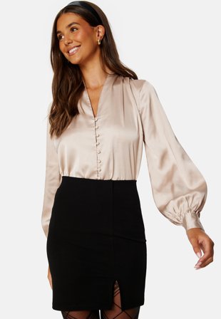 BUBBLEROOM Button Satin Blouse Klær