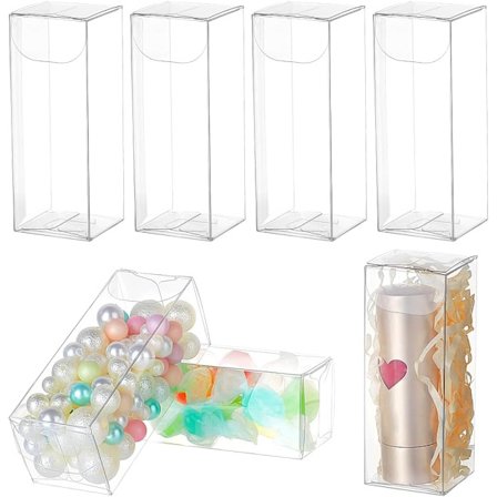 30 stk. gennemsigtig PVC-plastæske, 3x3x9cm gennemsigtig rektangel gaveæske emballageæsker bryllupsfest gaveæsker