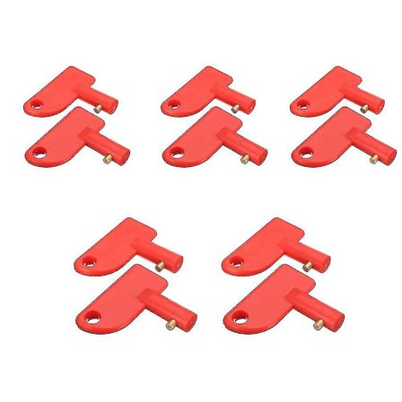 Mini Batteri Afbryder Isolator Bilskifter Reserve Nøgler Til Marine Auto Båd Lastbil 10 Stk Rød