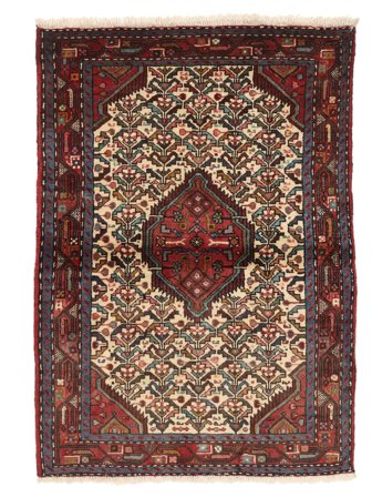 Hamadan Teppich 110X150 Schwarz/Dunkelrot Wolle, Persien