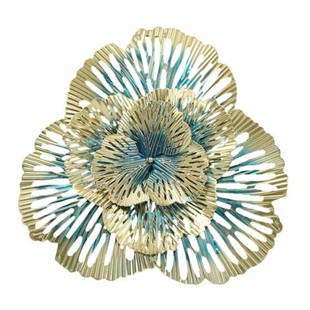 Blomster Metal Væg Dekoration Figur Hollow Out Vedhæng Til Hotel Restaurant Trekantet Blå