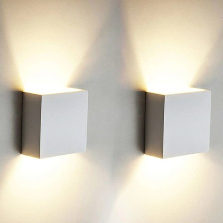 2 stk. COB LED væglampe væglampe gang spotlight lys op ned udendørs/indendørs 6W moderne varm hvid