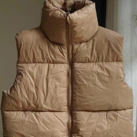 Kvinners Vinter Korte Vest Stå Krage Ermeløs Justerbar Snøring Hem Glidelås Opp Kvinner Varm Yttertøy for Daglig Khaki S