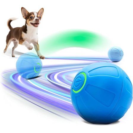 Interaktiv Smart Bold til Små Hunde & Hvalpe - 2-Tommer Automatisk Hoppende Legetøj, Holder Kæledyr Beskæftigede og Aktive (Lyseblå)