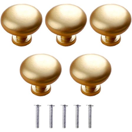 Gylne dørhåndtak 5PZ 25mm Møbelknott Rund Dørhåndtak Enkelt