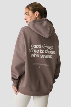 Everyday Relaxed Hoodie Print Warm Grey