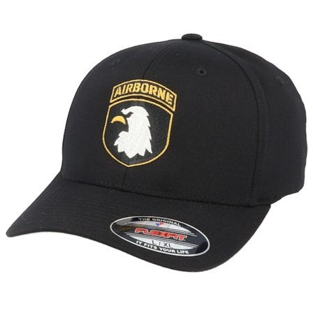 Army Head - Negro flexfit Gorra - Airborne Black Flexfit @ Hatstore