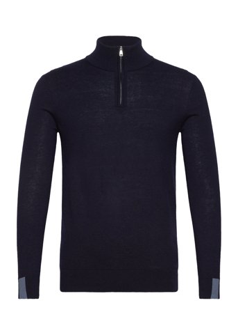 Mos Mosh Gallery Mmgadam Soft Zip Turtle Neck Knit - Navy - S