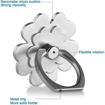 5 St 360 Rotations Metall Universal Finger Ring Grip Stativhållare Silver