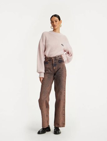 ROTATE Birger Christensen Knit Puff Crewneck - Pink - XS