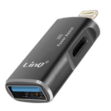 OTG USB- och USB C-adapter till Apple Lightning LinQ Svart