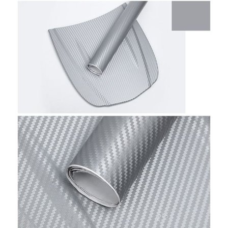 Carbon Fiber 3D Fortykket Bilindpakningsfilm Sølv 1,52m x 60cm Udvendig Dekorativ Beskyttelsesklistermærkerulle
