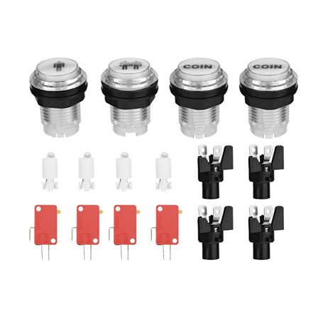 Arkadknapp-kit Spelkontroll DIY-kit 1-spelare + 2-spelare + 2 myntbelysning Tryckknapp