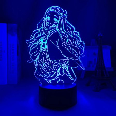 Anime Lampe Natlampe LED Lys Demon Slayer Nezuko Kamado Lampe 3D til Børneværelses Dekoration Belysning (16 Farver med Fjernbetjening), Multifarvet
