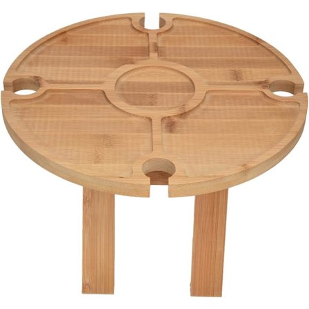 Bærbar campingbord - Fällbart picknickbord i tre med vinglashållare