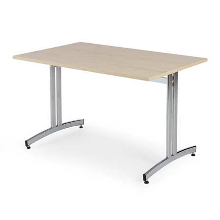 Canteen table SANNA, 1200x800x720 mm, chrome/birch