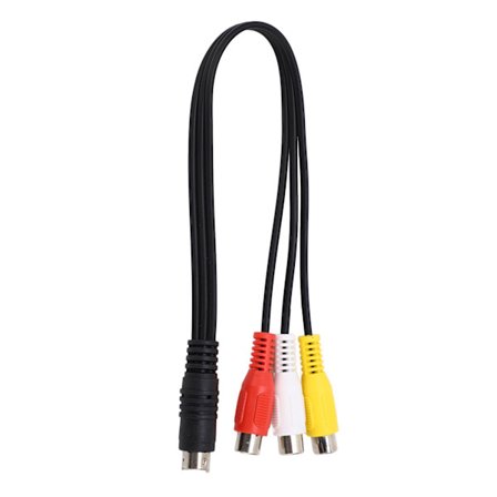 Mini DIN 7-pin hann til 3 RCA hunn videoadapterkabel 0,3 m rød gul hvit