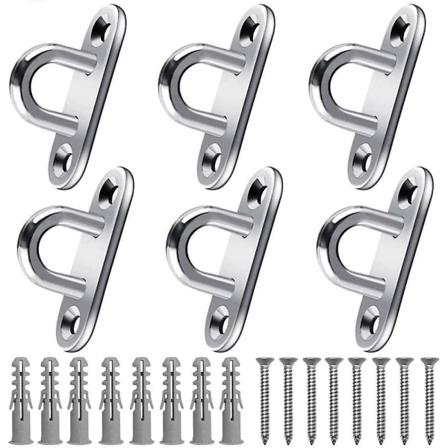 Rustfrie stål kroker (6 stk) - Heavy Duty veggbrakett (5x2) - U-formede metallkroker med 2 hull som holder opptil 40 kg vekt, skrue-på veggkroker 