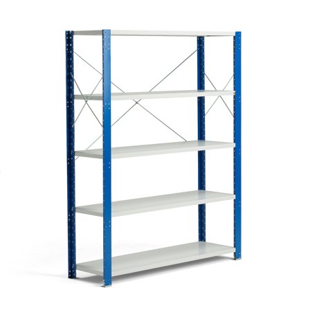 Regalsystem MIX, Grundmodul, 1740 x 1365 x 400 mm, grau/blau