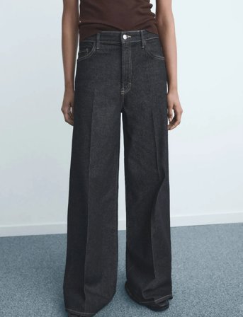 Mango High-Waisted Wide-Leg Jeans - Blue - 32