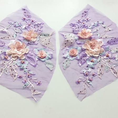 1 par Blombroderi sylappar Applikation LILA purple