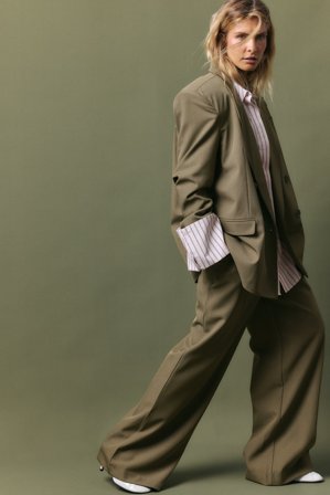 NA-KD Pantalon de tailleur large - Pantalon cigarette - Vert - EU 44