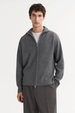 Soft Goat - Men's Chunky Full Zip - L - Grey