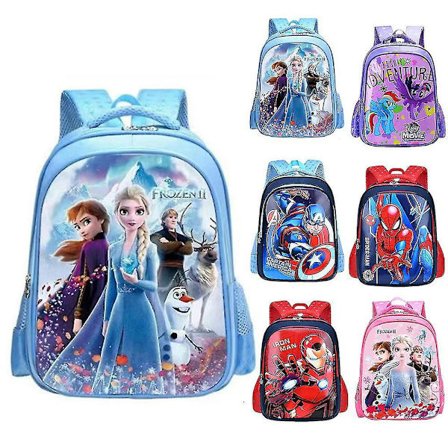Børns Piger Drenge Frozen Elsa Spiderman Iron Man Captain America Rygsæk Skulder Skole Taske Rygsæk Gaver