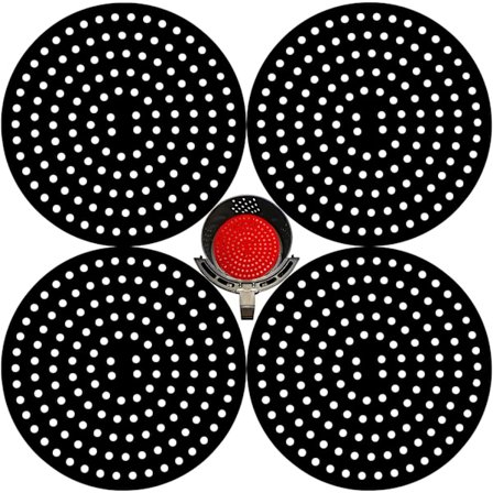 Air Fryer Liners, Dia 8" Air Fryer Silikonliners, Återanvändbara Silikon Air Fryer Liners 4-pack, Kök Air Fryer Tillbehör & Airfryer Tillbehörspaket