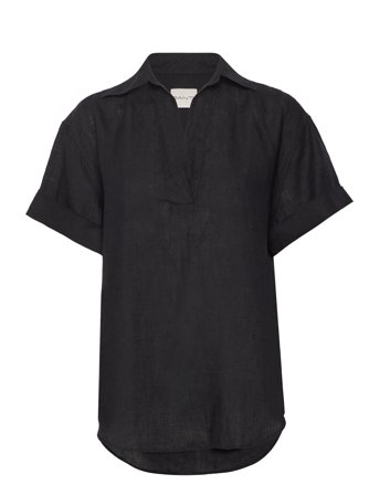 GANT Rel Linen Popover Ss Shirt - Black - 36