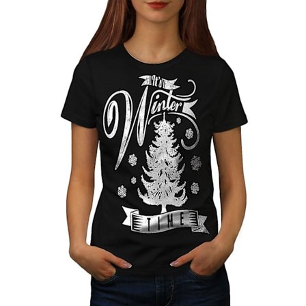 Winter Time Christmas Women Blackt-shirt