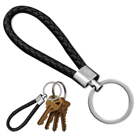 Redreo Nøkkelbrikke for Bil Motorsykkel, Nøkkelbrikke Lær Flettet Snor D Ring Nøkkelring Erstatt Tilbehør for Bil