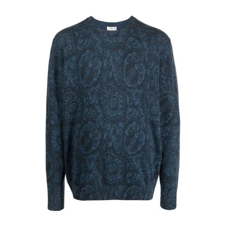 Etro, Round-neck Knitwear Blauw, Heren, Maat:XL