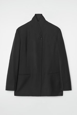 COS Women's Stand Collar Wool Blazer in Black