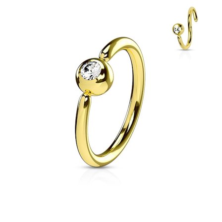 Piercingring i Guld -IP 316L kirurgiskt stål med 3 mm. CZ