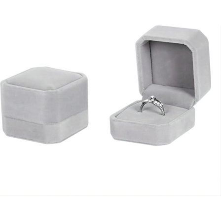 2 Pak Velvet Ringæsker, Øreringe Vedhæng Smykkeskrin, Ring Øreringe Gaveæsker, Smykkeudstilling (grå)
