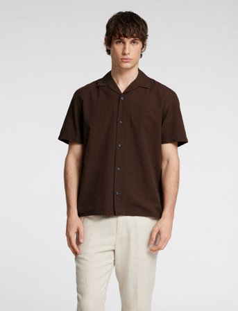 Selected Slhrelaxsun Shirt Ss Resort - Brown - XL