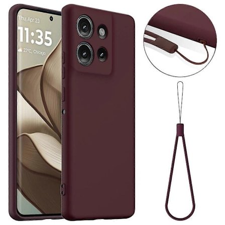 Etui til Motorola Edge 50 5G MagSafe-kompatibelt flydende silikoneetui med snor - Sort Flerfarvet Vinrød