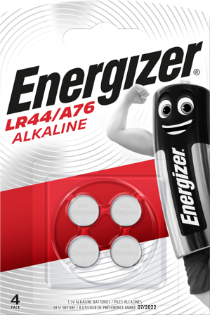 Energizer Alkaline Knappecellebatteri alkaliske, LR44/A76, 1,5 V, 4-pakning, Elfordeling & strømforsyning