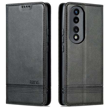Azns For Honor 90 Pro anti-scratch Phone case Plånboksställ Pu Läder Smartphone Cover Black