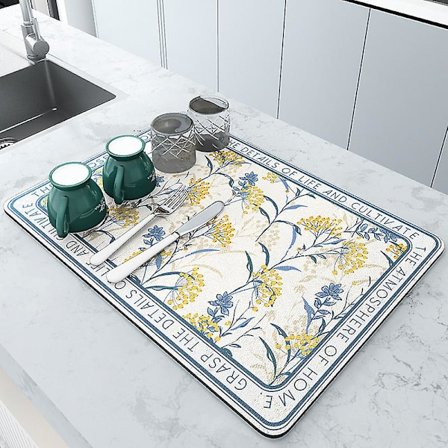 Drænpude Gummi Opvaskestativ Super Absorberende Drænmatter Servise Flaske Tæpper Køkken Spisebordsunderlag