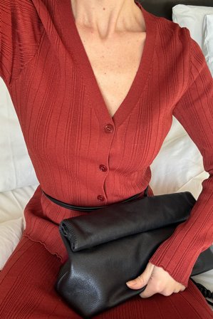 NA-KD Haut en maille côtelée à manches longues - - Rouge - S