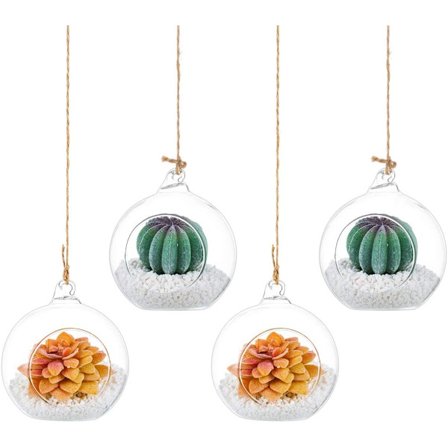 8 cm Diameter 4 st Hängande Glas Värmeljushållare Glob Växtterrarium Glas Klot Suckulenter Trädgårdsplanter Heminredning Trädgård DIY Gåvor